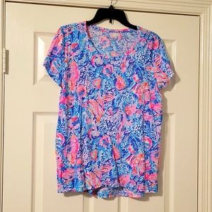 Lilly Pulitzer Etta Scoopneck Top Treasure Trove Size Large